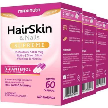 Imagem de Kit 3 D Pantenol Biotina Zinco Silício Vitaminas e Minerais HairSkin e