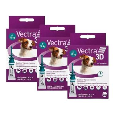 Imagem de Kit 3 Antipulgas Carrapatos Mosquitos Vectra 3D 4 a 10Kg - Ceva