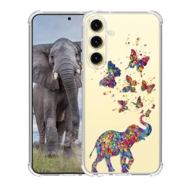 Imagem de BEIMEITU Capa para Samsung Galaxy S24 Plus Borboleta Elefante Bonita, Capa Móvel Feminina Meninas Design Borboleta À Prova de Choque Capa Protetora Infantil Traseira Transparente para Samsung Galaxy