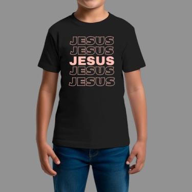 Imagem de Camisetas Infatil Básica Casual Manga Curta Gola Redonda Jesus Tree - 