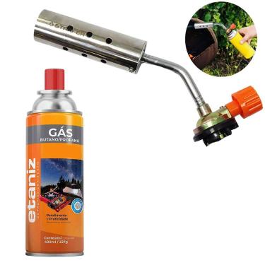 Imagem de Kit Maçarico Portátil Manual para Solda com 1 Refil Gás Butano Etaniz Ajustável para Reparos e Uso Industrial Soldagem e Corte de Metais