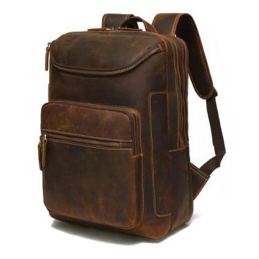 Imagem de Mochila LANNSYNE Vintage de Couro Genuíno para Notebook 16" - Masculin