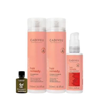 Imagem de Kit Cadiveu Essentials Hair Remedy Shampoo Condicionador Leave-in Sérum e Açaí Oil (4 produtos)