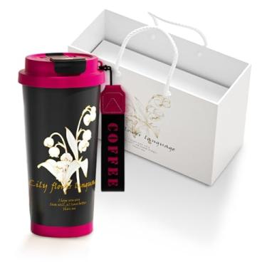 Imagem de axezoom Caneca de Café de Viagem Moderna e Simples com Vedação de 360°, Copo Térmico de Café Gelado de Aço Inoxidável com Revestimento Cerâmico, Presentes para Mulheres, Homens, Ela e Ele, 17 Oz(Preto