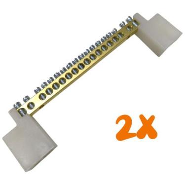 Imagem de Kit 2 Barramento Universal Neutro ou Terra com 18 Furos para Painel Qu