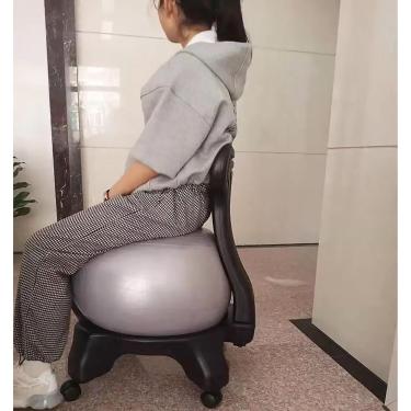 Imagem de Cadeira de mesa de escritório com bola de equilíbrio, cadeira de bola de ioga de boa postura com suporte ergonômico, assento de bola de conforto e estabilidade para todos, cinza
