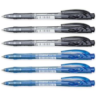 Imagem de STABILO Liner - Caneta esferográfica retrátil - fina - pacote com 6 (preto, azul)