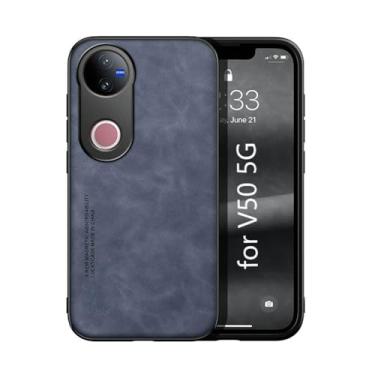 Imagem de Kepuch Silklike Capa para Vivo V50 5G - Case Placa de Metal Embutida - Azul