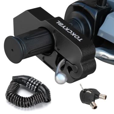 Imagem de TOKCKYBL Trava de motocicleta, capacete antifurto resistente, trava de freio e guidão, universal para motocicletas, quadriciclos, motocicletas, ciclomotores, scooters, preto