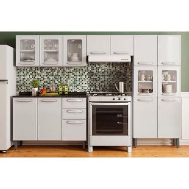 Imagem de Cozinha Completa Evidence 4 Peças (2 Armários + 1 Balcão + 1 Paneleiro) C4P57 Branco - Bertolini