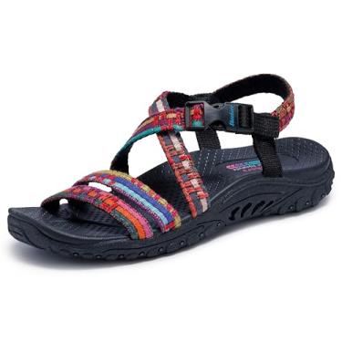 Imagem de Skechers Slingback feminino Reggae Sew Me Boho com tiras, Preto Multi, 35