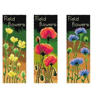 Imagem de Wizardi Kit de ponto cruz contado com marcadores de página de lona de plástico "flores silvestres" conjunto de 3 designs 8705 Orchidea