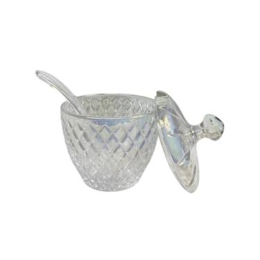 Imagem de Açucareiro de Vidro Furta Cor Porta Açúcar C/Tampa e Colher