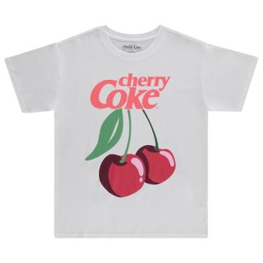 Imagem de Coca-Cola Camiseta feminina fashion - Cherry Coke Classic Everyday Boyfriend Fashion manga curta, Coca-Cola Cereja Branca, G