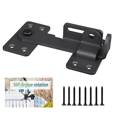 Imagem de KSWLOR Trava de portão, trava resistente para cerca de madeira, trava de trava de segurança com orifício de cadeado adequada para fechadura de porta de celeiro, portão de cerca, trava de galpão