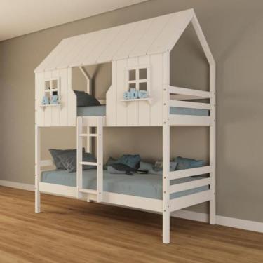 Imagem de Beliche Casinha Encantada Madeira Maciça Branco Housin