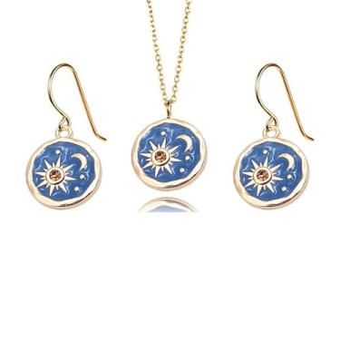 Imagem de coadipress Conjunto de brincos vintage de sol e lua para mulheres, feito à mão, boêmio, antigo, ouro, prata, moeda redonda, brincos com pingente boêmio, joia, Medium, Liga de aço, Sem Pedra Preciosa