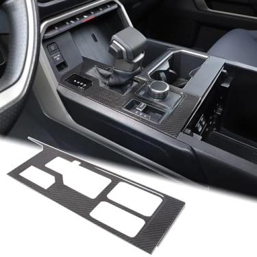 Imagem de Capa de acabamento do painel de mudança de marchas de controle central de carro compatível com Toyota Tundra/Sequoia 2022-2025 de fibra de carbono rígida, console de câmbio de marcha, painel