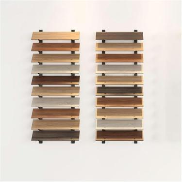 Imagem de LGEOELIAS Ganchos de azulejos montados na parede de 10 níveis, suporte de skate de porta de amostra grande, suporte de exibição de azulejo de piso, prateleira de exibição de azulejos comerciais