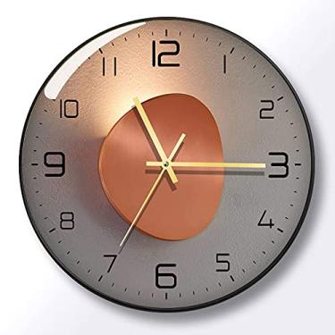 Imagem de WYUYIWH Relógio de parede, relógio de quartzo simples, tempo de viagem preciso, ponteiro de metal lindo cenário (borda preta tipo C)