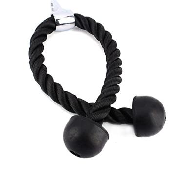 Imagem de Corda de tríceps, cabo push pull, acessório de cabo LAT para equipamentos de cabo de empilhamento de peso, otimiza a contração do tríceps, extremidades de borracha grandes e sólidas para aderência