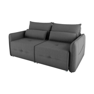 Imagem de Sofá Cama 2 Lugares Com Almofadas 205Cm Celine Veludo Cinza Matrix, Su