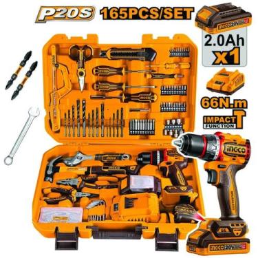 Imagem de Kit Maleta 165 Ferramentas Paraf/Furadeira Impacto 66n Ingco, Bivolt