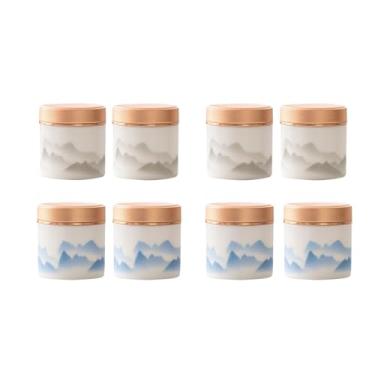 Imagem de NS Online Mini urnas pequenas, 8 peças - tampa de parafuso de metal de cerâmica, lembrança de 5 cm, conjunto de 8 urnas funerárias, comporta 7,5 cm cúbicos para cinzas humanas e animais de estimação