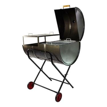 Imagem de Churrasqueira Meio Bafo Meio Grill 200l Grelha,suporte Rodas