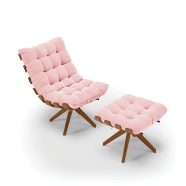 Imagem de Kit 01 Poltrona e 01 Puff Giratório Costela Base