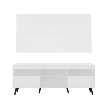Imagem de Rack Retrô Com Painel Para Tv Até 65´´ Flórida Fg3133 Branco/preto