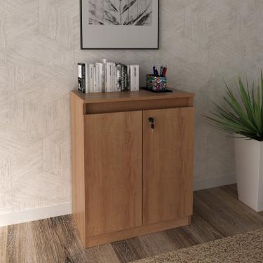 Imagem de Balcão Para Escritório Com Chave 2 Portas Me4149 Espresso Móveis Amendoa