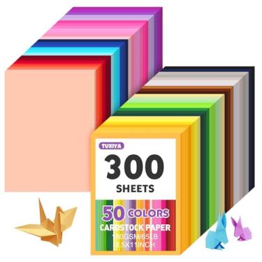 Imagem de 300 folhas de papelão colorido de 21,6 x 28 cm, 50 cores sortidas, papel para impressão, confecção de cartões, artesanato faça você mesmo, material escolar infantil, decorações de festa (180 g/m²)