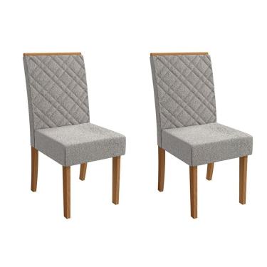 Imagem de Conjunto com 2 Cadeiras Gardênia Bouclé Cinza e Canela