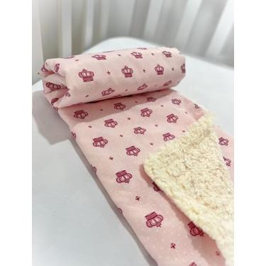 Imagem de Coberta Manta Macia Sherpa Estampado 100% Algodão (G, Coroinha Rosa)