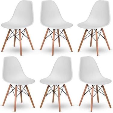 Imagem de Kit 6 Cadeiras Jantar Wood Base Madeira Eiffel Charles Eames - Univers