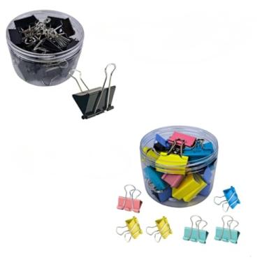 Imagem de Kit 40 Prendedores de Papel Presilha Blinder Clips de 19mm Preto Ou Colorido(Cor aleatória)