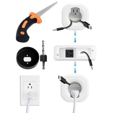 Imagem de Kit de gerenciamento de cabos na parede para TV e soundbar – cabos ocultos de energia e AV, inclui acessório de furadeira e serra manual de drywall para fácil instalação