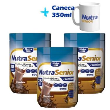 Imagem de kit 3 Nutra Senior Adulto 50+ 800g linha Premium ZERO LACTOSE + Brinde