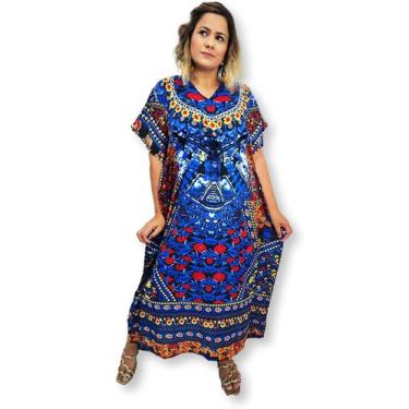 Imagem de Vestido Kaftan Indiano Plus Size Estampa com Flores KF-10 - Sarat Moda