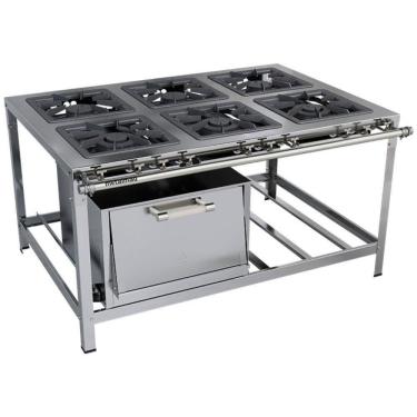 Imagem de Fogão Industrial Stori Premium 6 Bocas 40x40 Forno M19 Aço Inox 430 Metalmaq Fogão Baixa Pressão