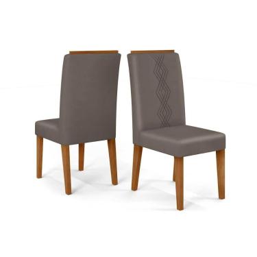 Imagem de Cadeira de Cozinha Yasmin Kit 2 Un Freijó/Suede Lunar Grafite - DJ Móveis