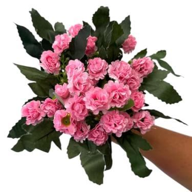 Imagem de Kit 5 Buquês de Mini Flores de Cravos com Folhas Artificial Decoração (Rosa Claro)