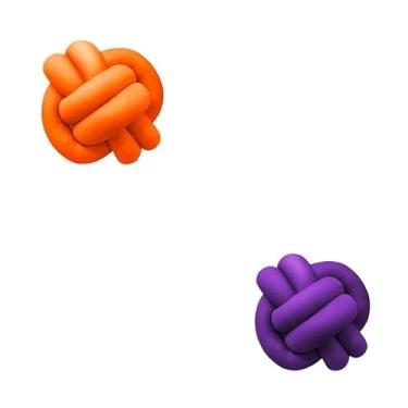 Imagem de Almofadas De Nó 28cm x 28cm Lindas Decorativas Sala Sofá Cama Cores (LARANJA E ROXO)