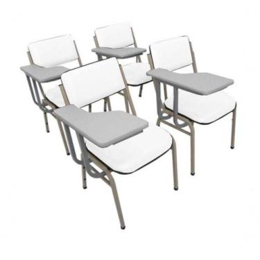 Imagem de Kit Com 4 Cadeiras Para Auditórios Linha Hotel Smart Branco - DESIGN O