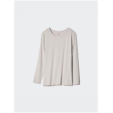 Imagem de Camiseta Térmica Uniqlo Heattech Segunda Pele Feminina Cinza Claro