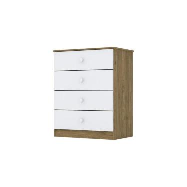 Imagem de Cômoda Infantil 04 Gavetas Labirinto Henn Rústico Com Branco