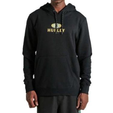Imagem de Moletom Hurley Canguru Retrô Waves Preto-Masculino