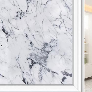 Imagem de Película de janela de privacidade de mármore, textura de estilo mármore, filme de vidro para sala de estar e escritório em casa, L90 x C 190 cm