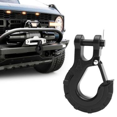 Imagem de BHock Auto Gancho de guincho 3/8, gancho deslizante de manilha resistente com revestimento E, máx. 17 kg, gancho de guincho de aço forjado para reboque, transporte, levanta e puxa, preto